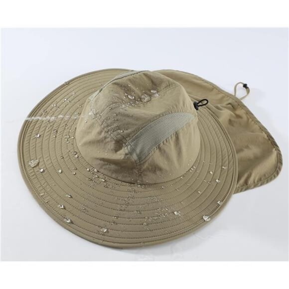 Home Prefer Mens UPF 50+ Sun Protection Cap Wide Brim Fishing Hat with Neck - Picture 3 of 7